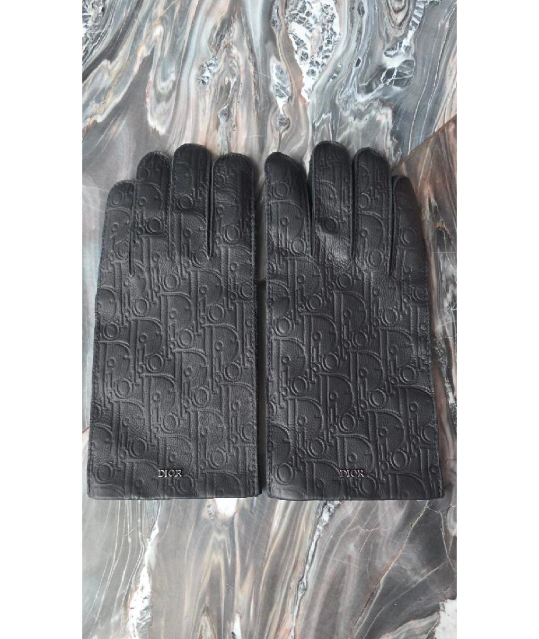 CHRISTIAN DIOR Черные кожаные перчатки, фото 2