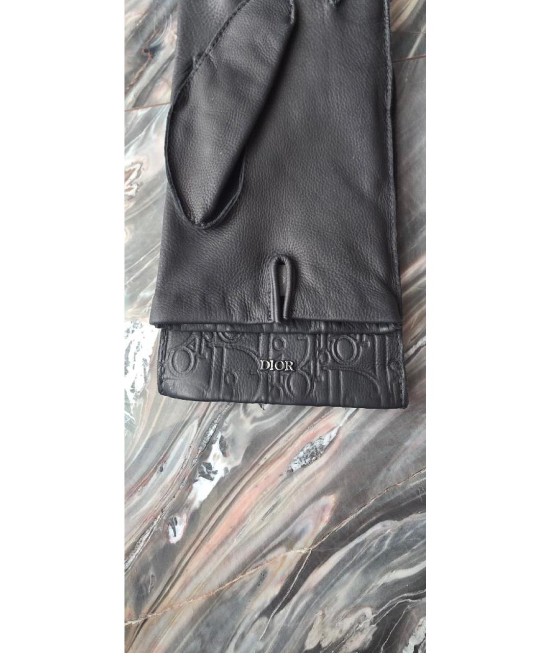 CHRISTIAN DIOR Черные кожаные перчатки, фото 4