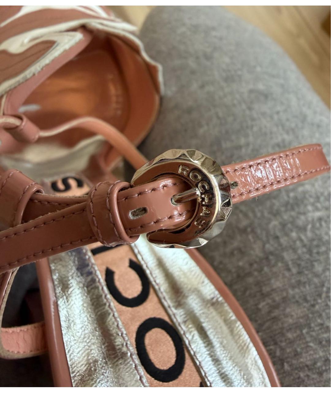 ROCHAS Розовые босоножки из лакированной кожи, фото 8