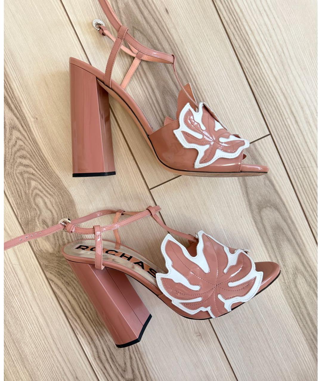 ROCHAS Розовые босоножки из лакированной кожи, фото 5