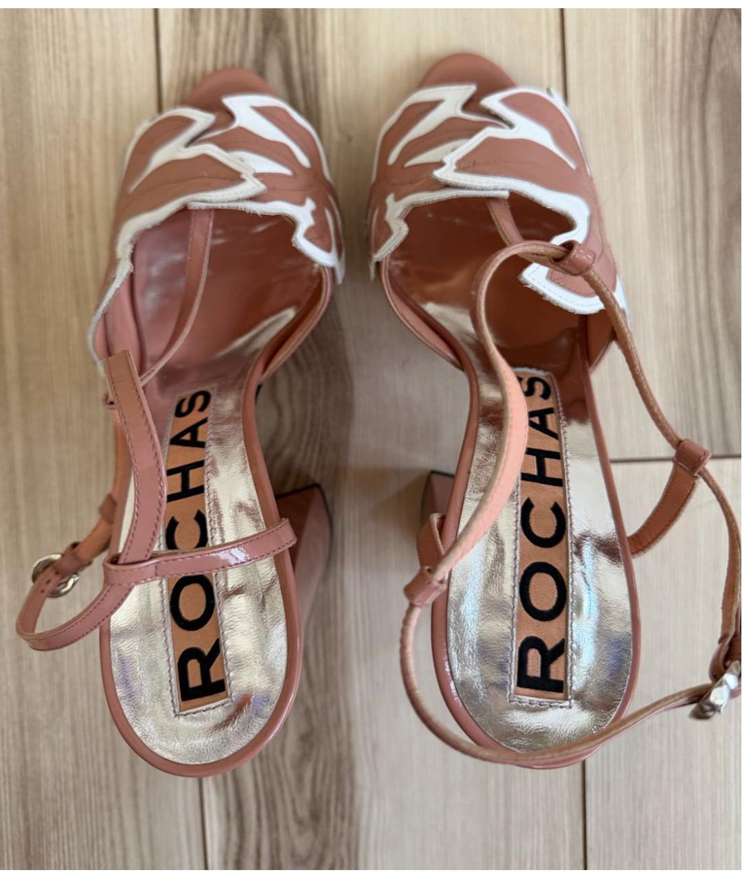 ROCHAS Розовые босоножки из лакированной кожи, фото 3