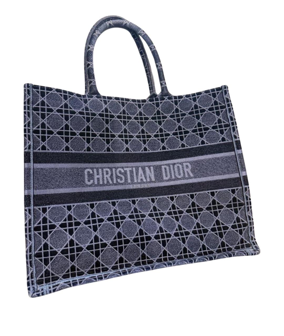 CHRISTIAN DIOR Темно-синяя тканевая сумка тоут, фото 10