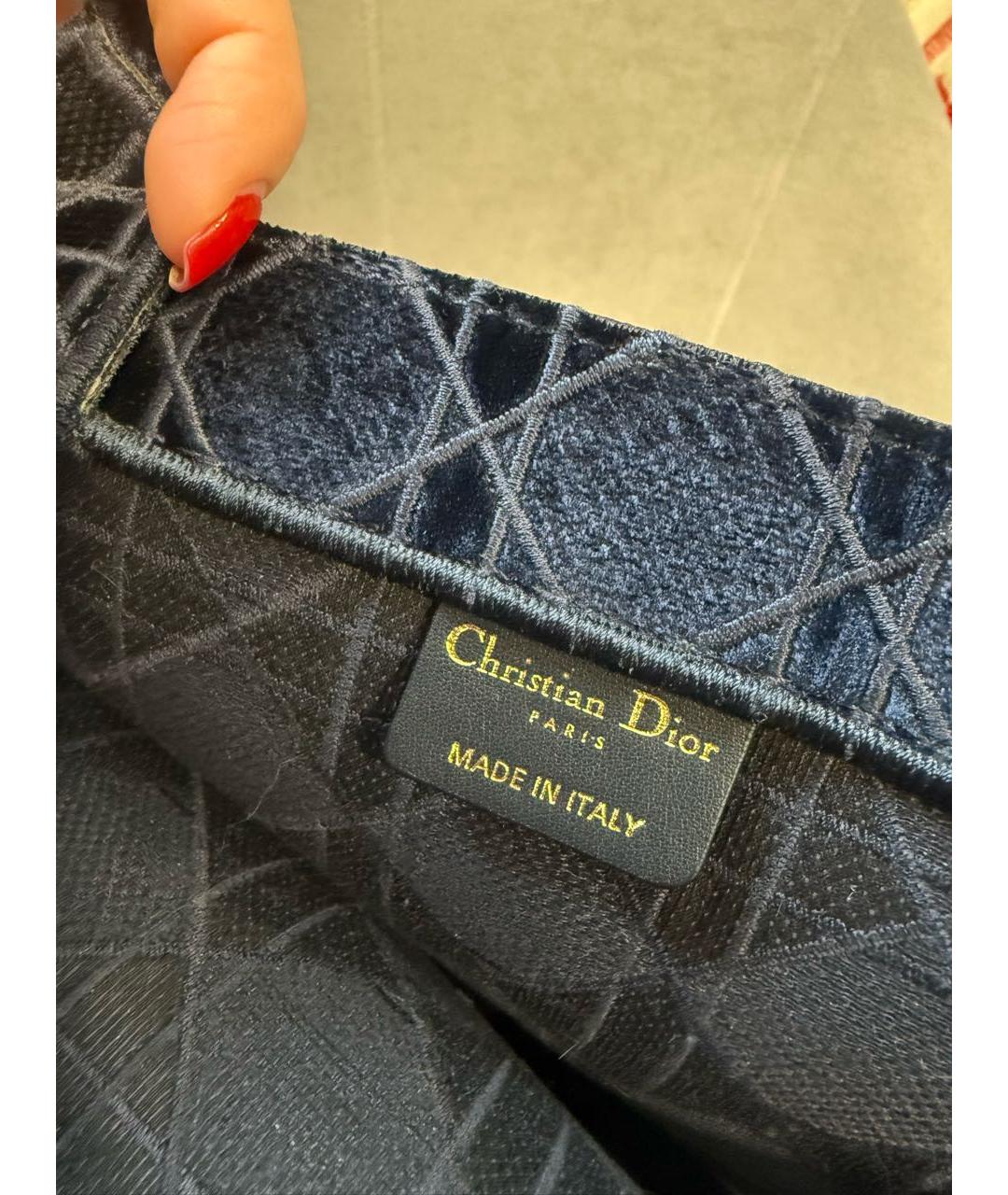 CHRISTIAN DIOR Темно-синяя тканевая сумка тоут, фото 2