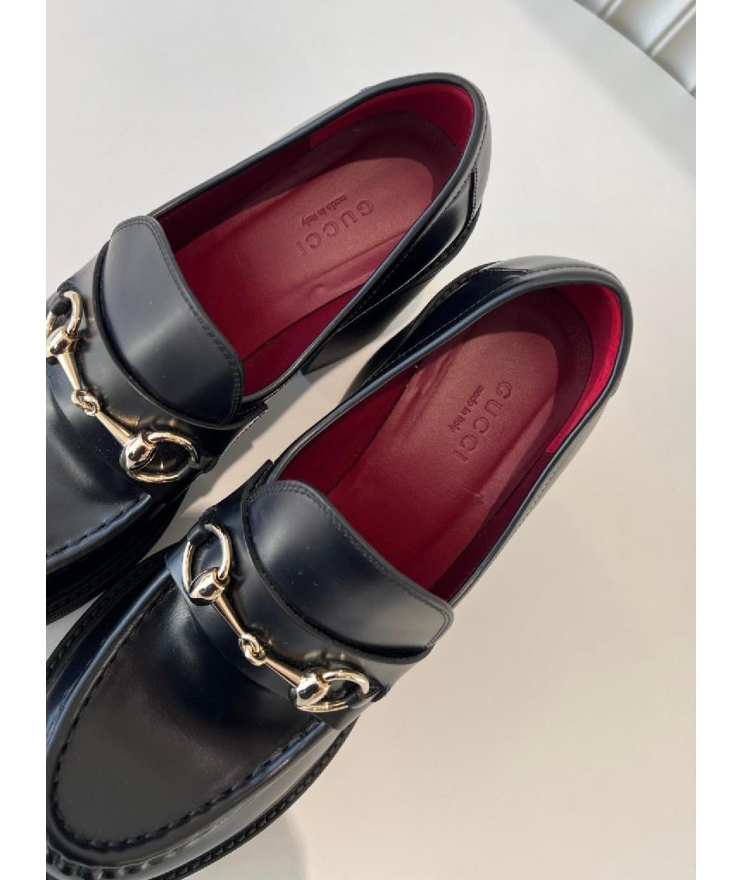 GUCCI Черные кожаные туфли, фото 3