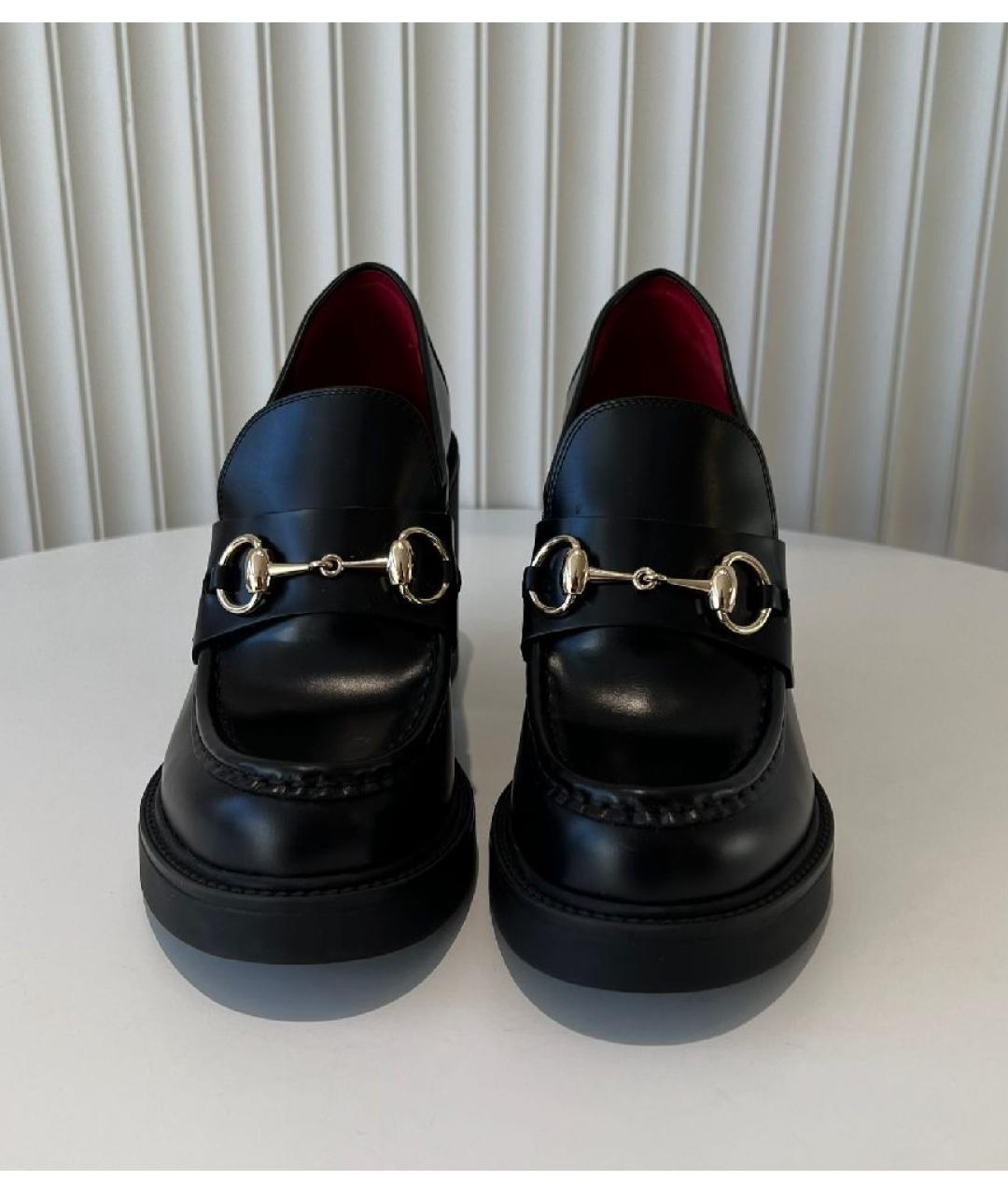 GUCCI Черные кожаные туфли, фото 2