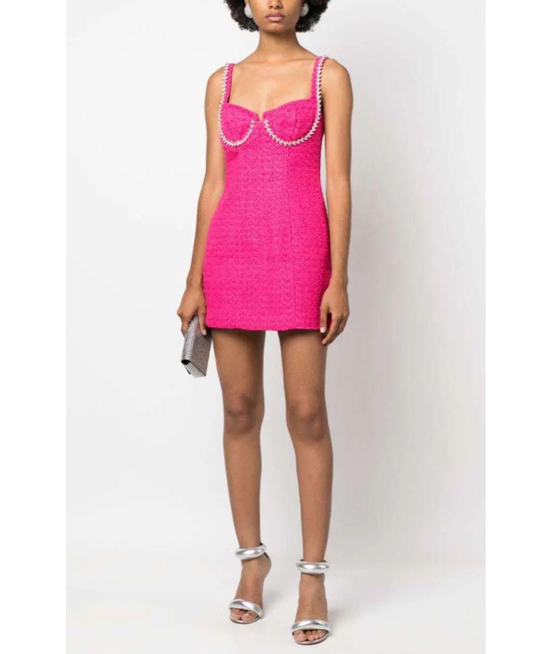 SELF-PORTRAIT Розовое твидовое коктейльное платье, фото 4