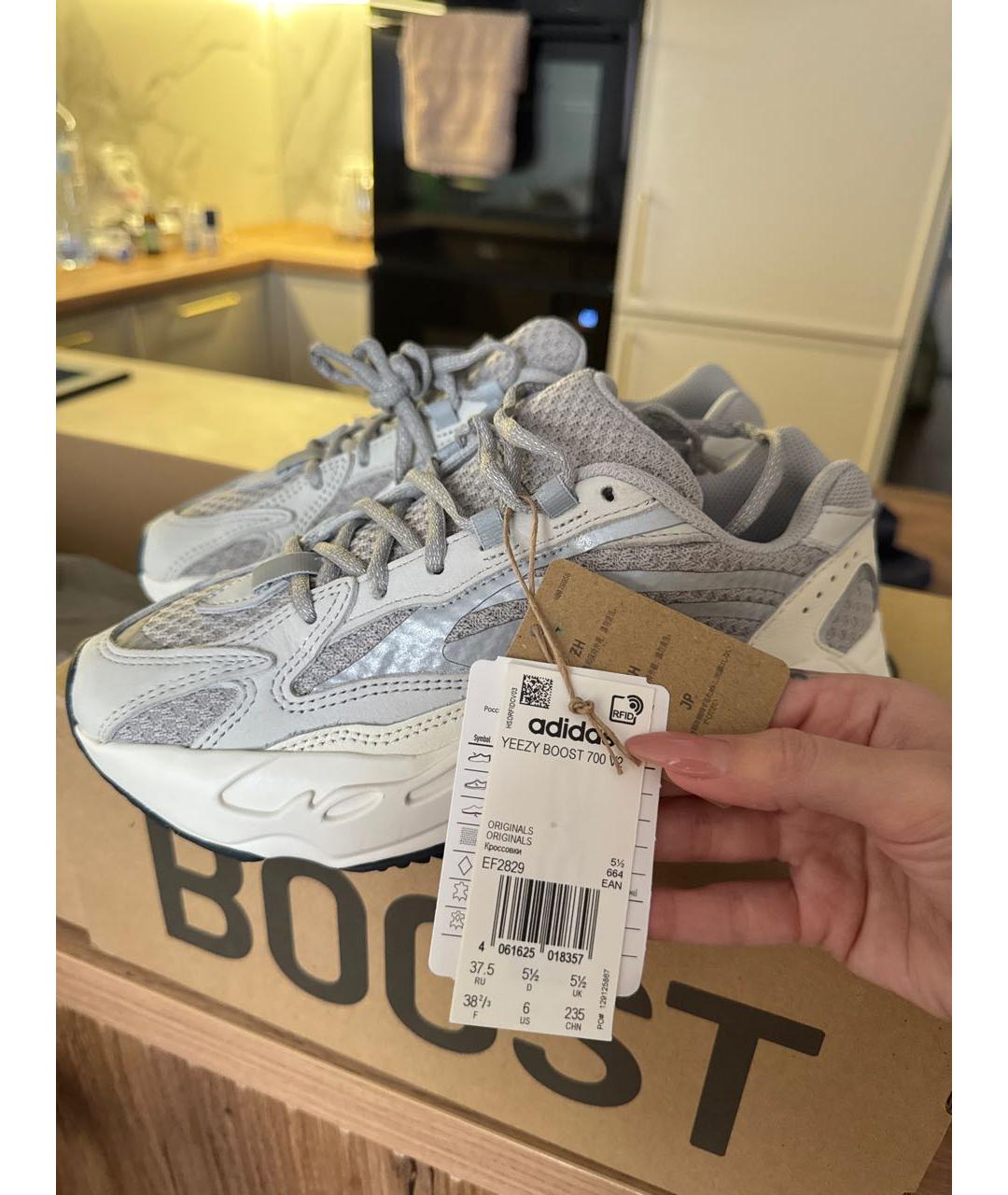 ADIDAS YEEZY Серые текстильные кроссовки, фото 5