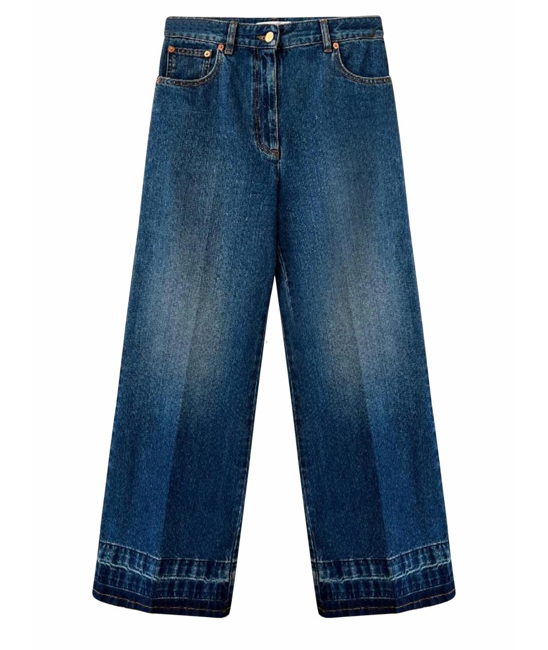 VALENTINO Темно-синие хлопковые джинсы клеш, фото 1