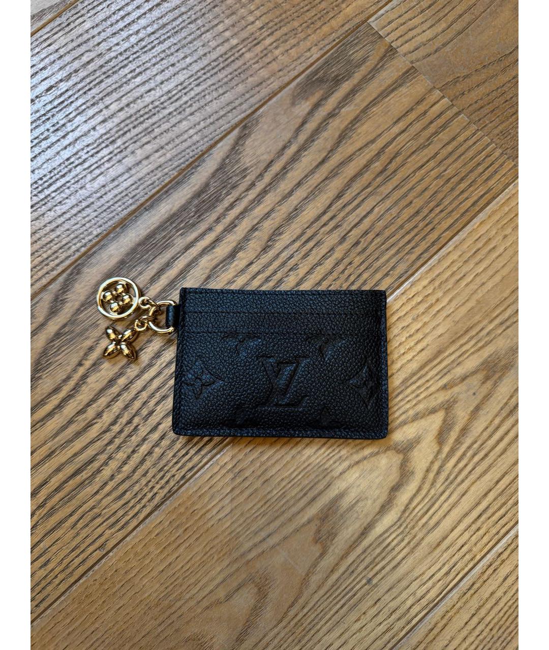 LOUIS VUITTON Черный кожаный кардхолдер, фото 3