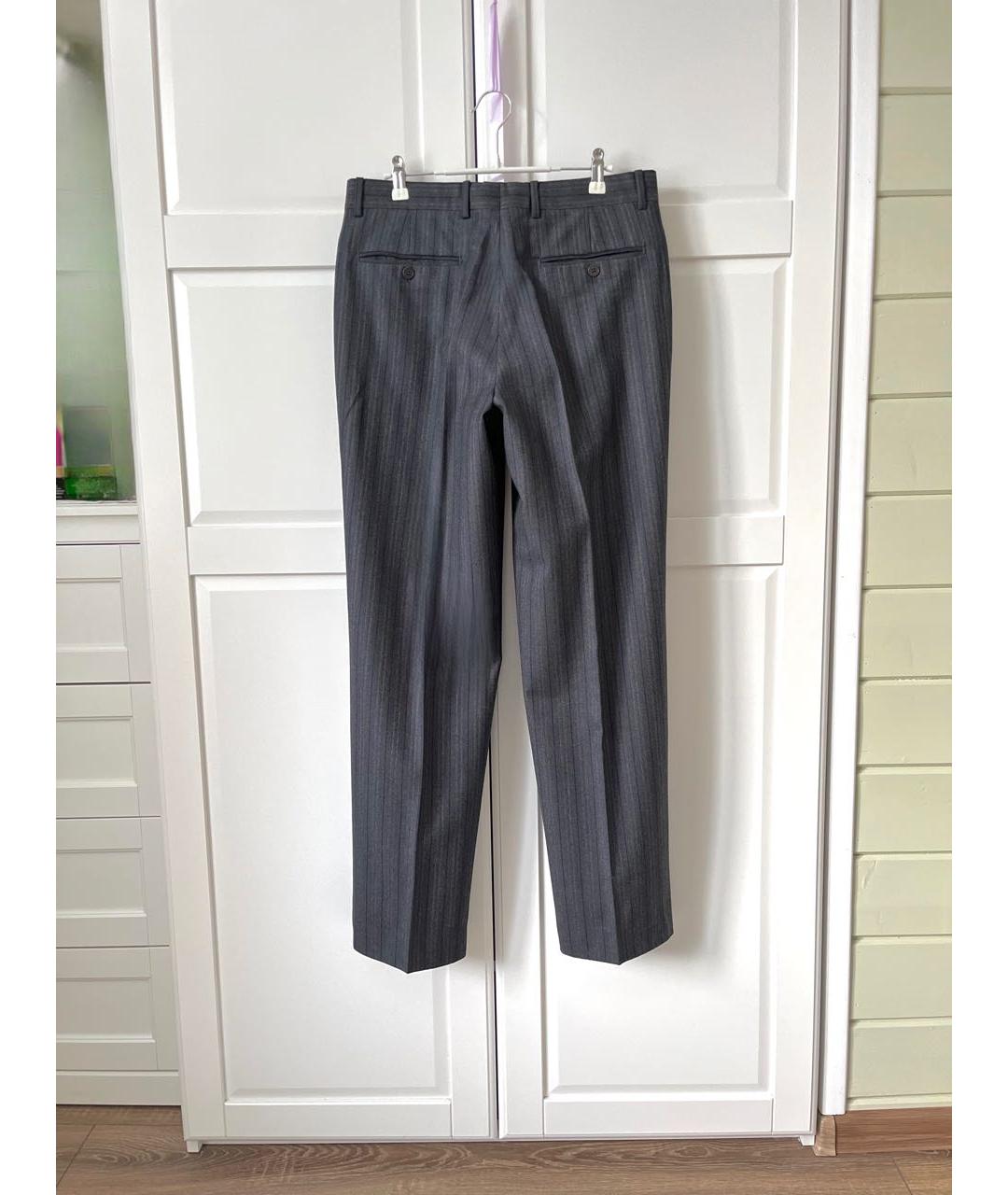 HERMES Антрацитовые шерстяные классические брюки, фото 3