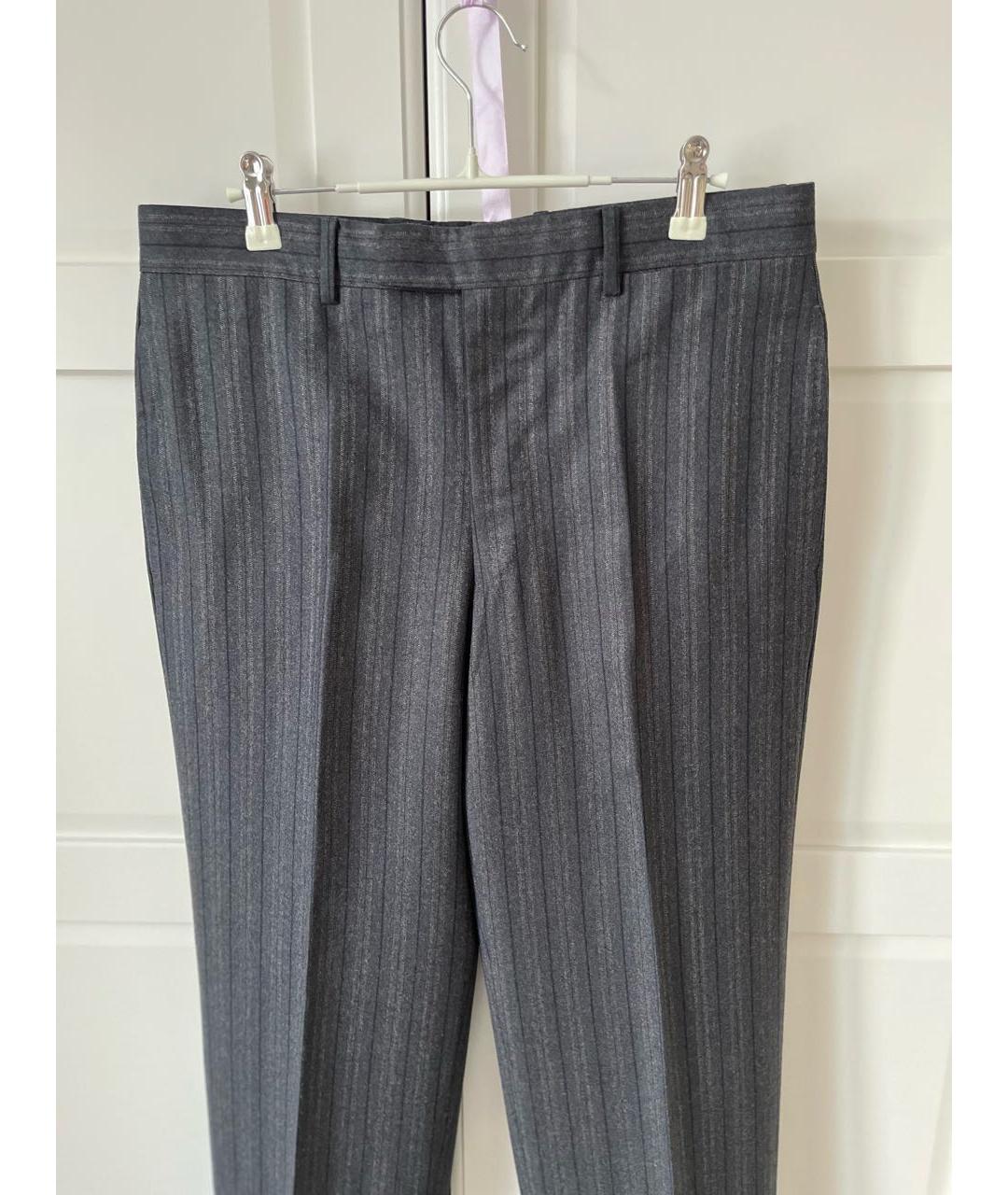 HERMES Антрацитовые шерстяные классические брюки, фото 2