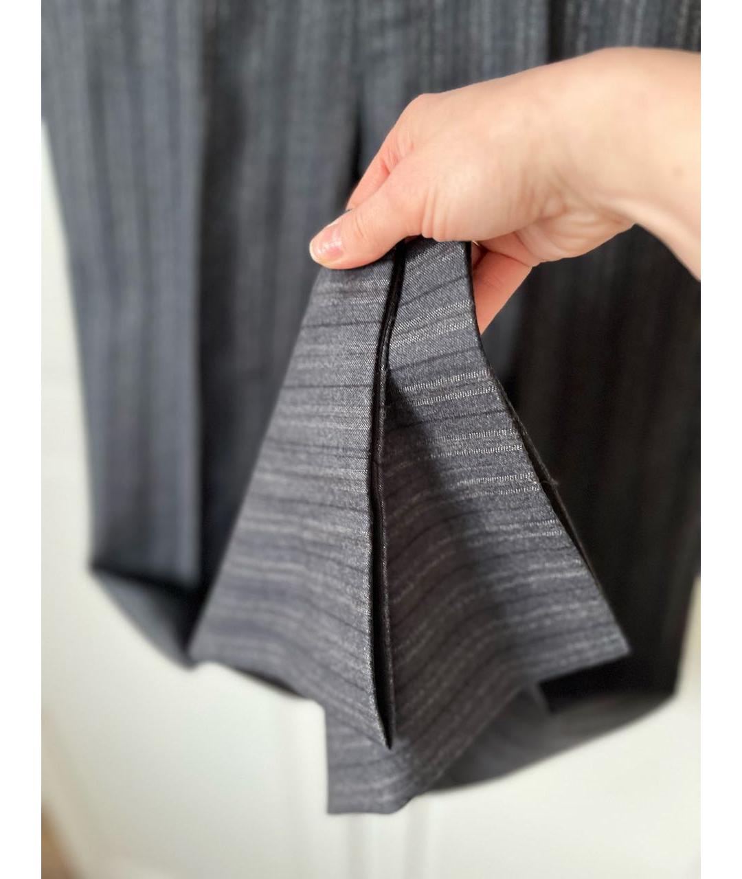 HERMES Антрацитовые шерстяные классические брюки, фото 4