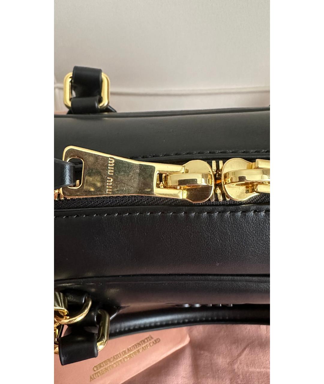 MIU MIU Черная кожаная сумка с короткими ручками, фото 3