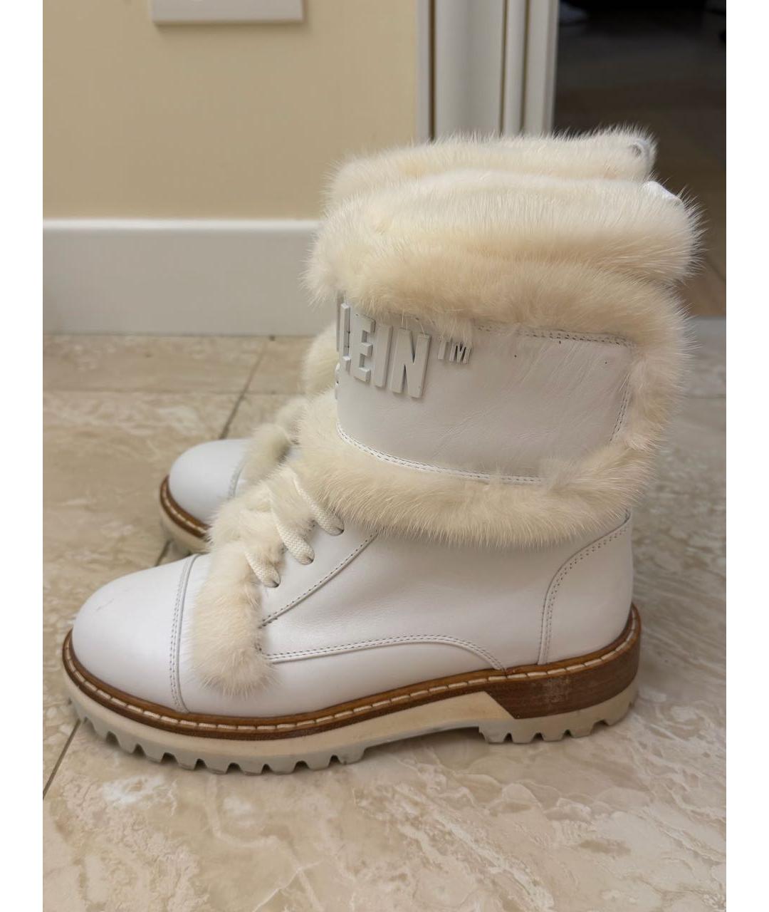 PHILIPP PLEIN Белые кожаные ботинки, фото 6