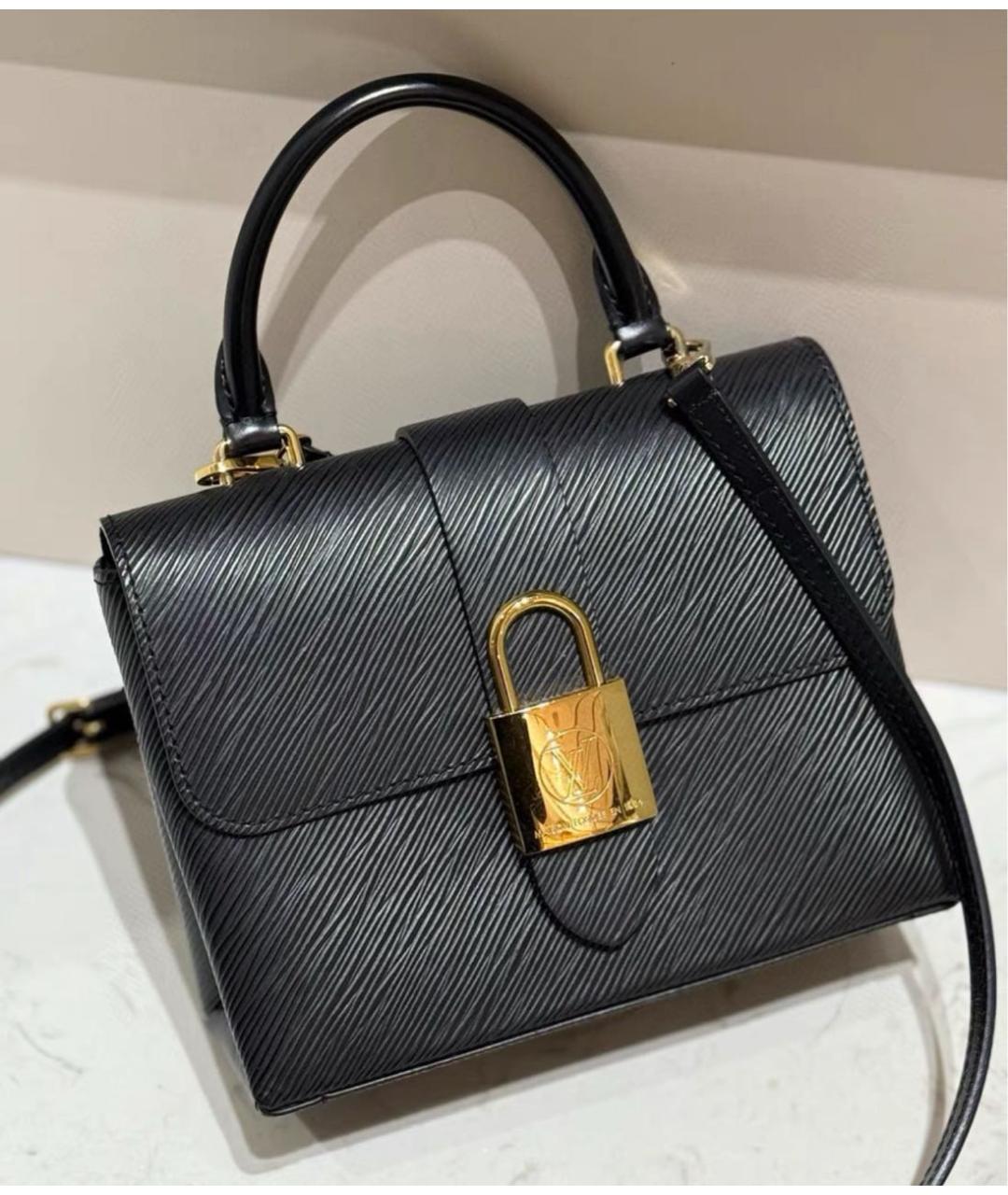 LOUIS VUITTON Черная кожаная сумка через плечо, фото 3