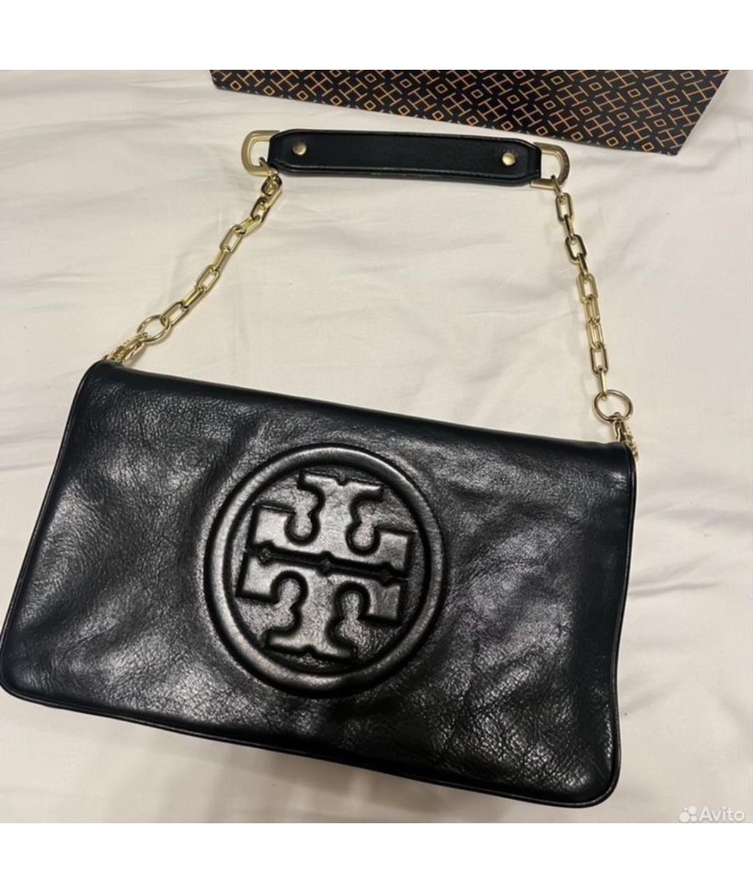 TORY BURCH Черная кожаная сумка через плечо, фото 3