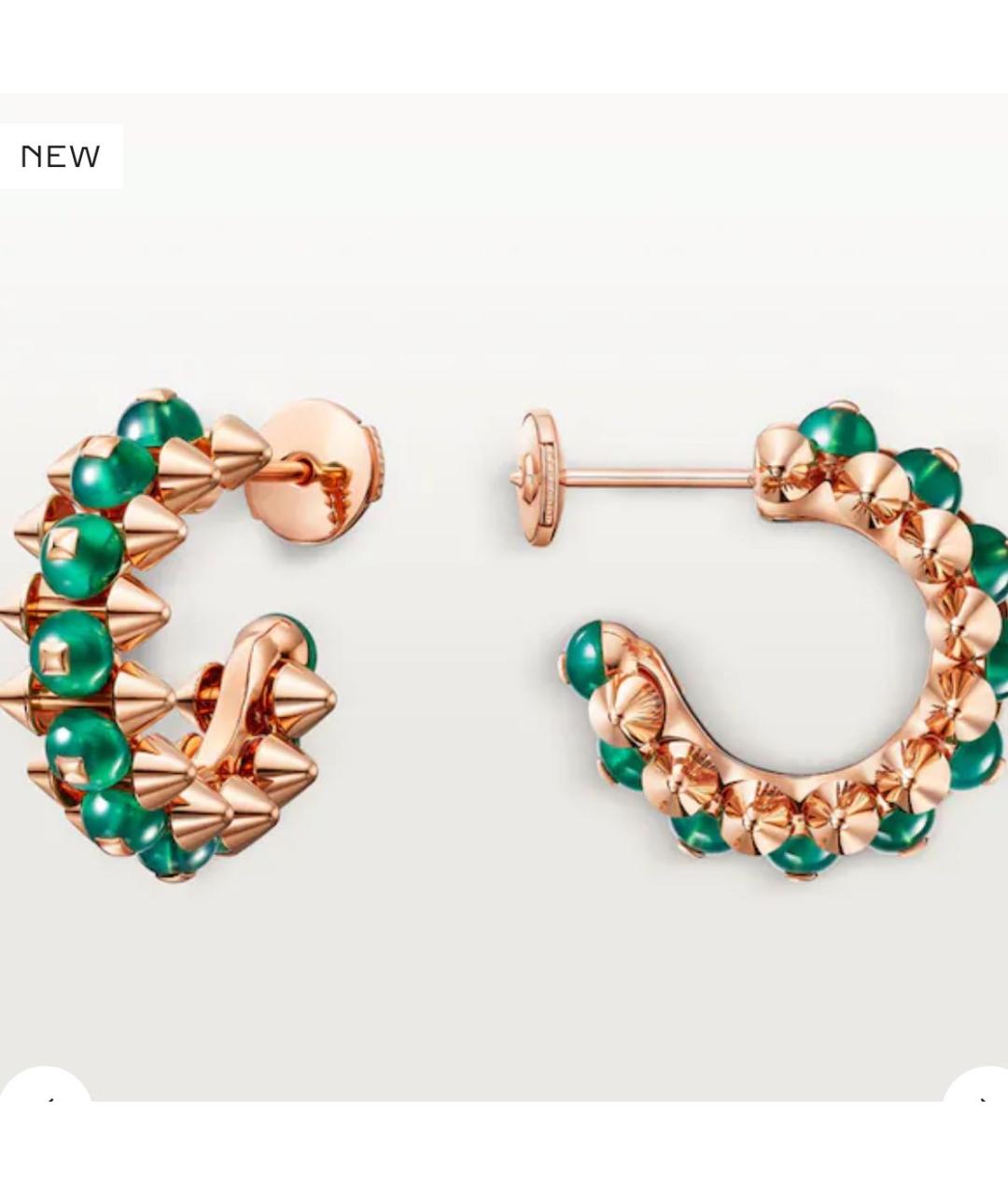 CARTIER Зеленые серьги из розового золота, фото 3