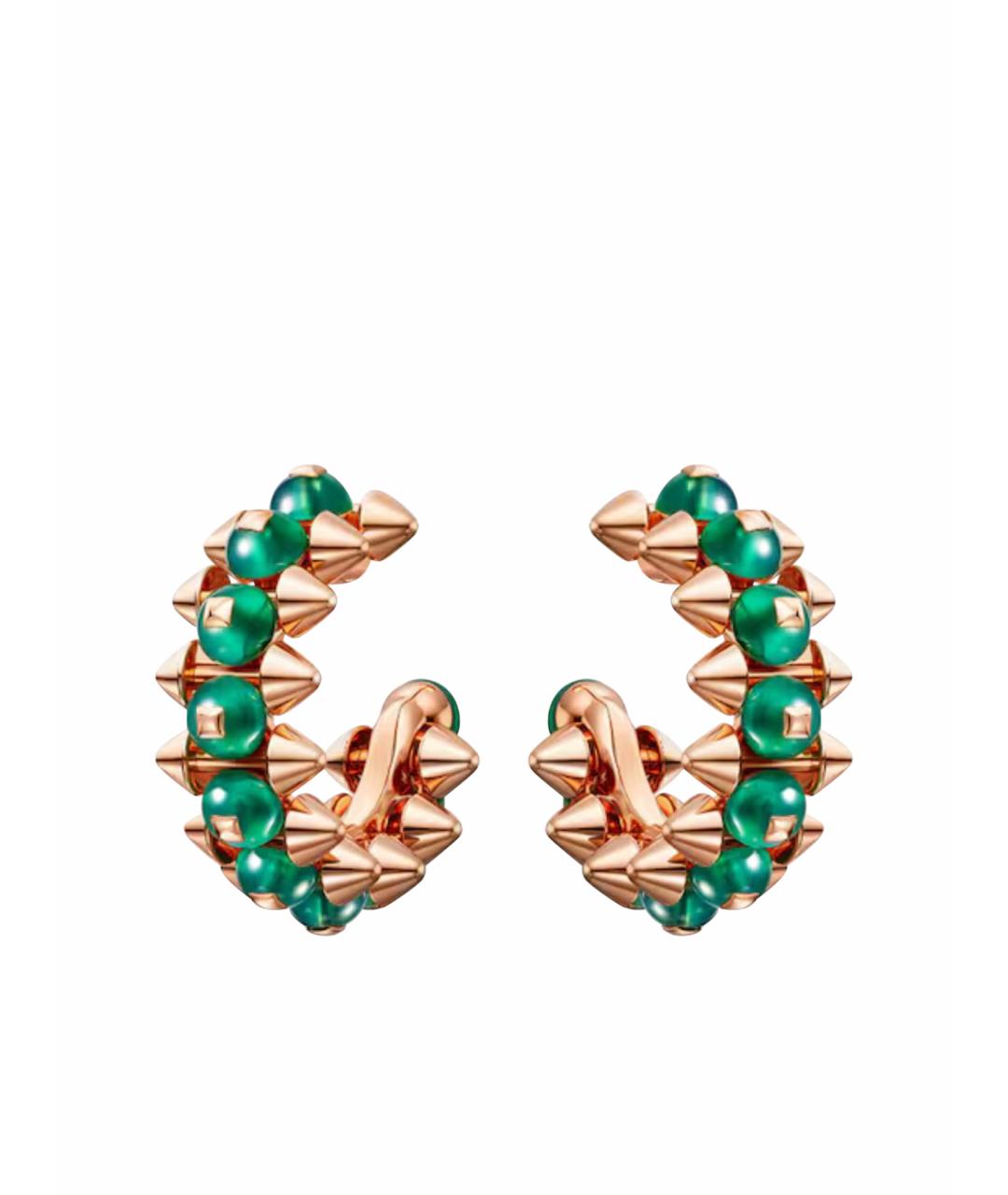CARTIER Зеленые серьги из розового золота, фото 1