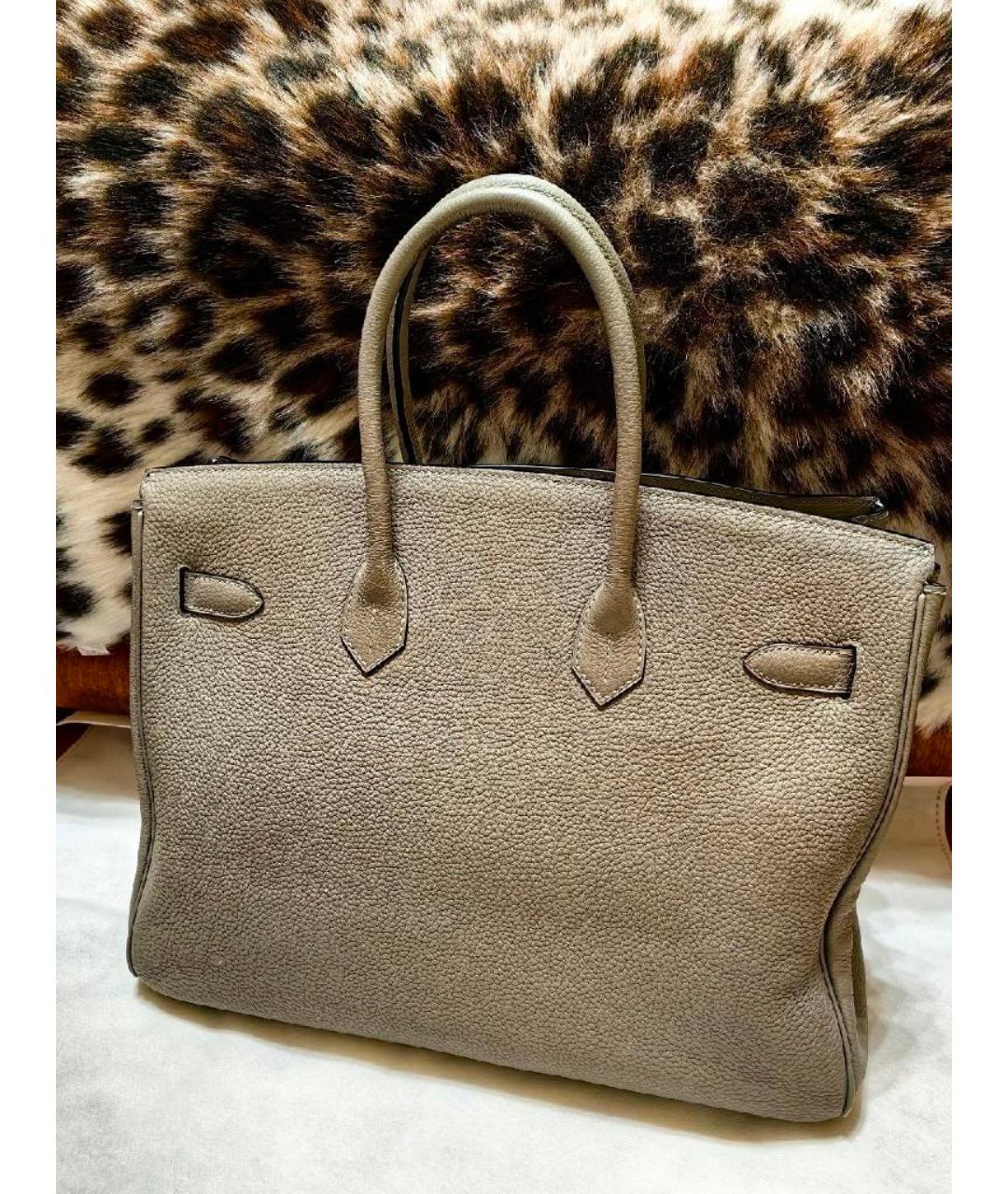 HERMES Антрацитовая кожаная сумка с короткими ручками, фото 2