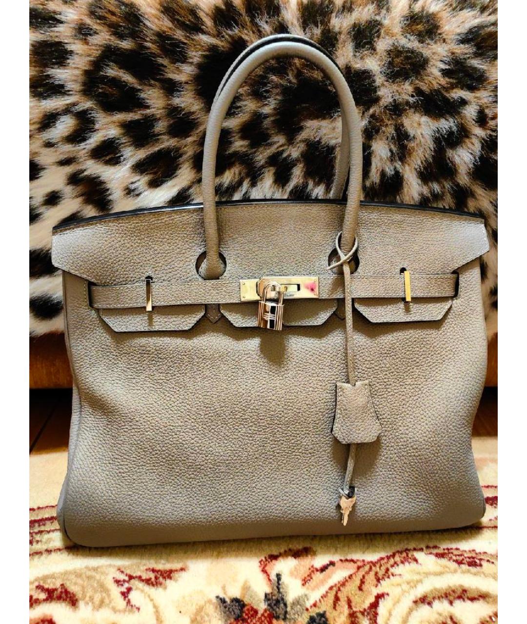 HERMES Антрацитовая кожаная сумка с короткими ручками, фото 10