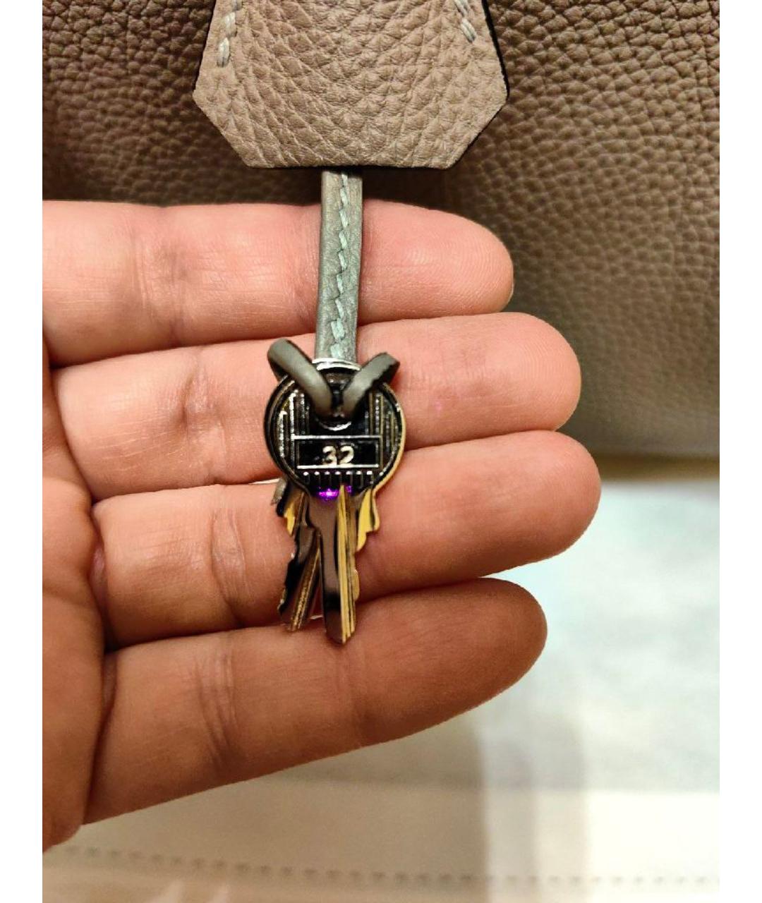 HERMES Антрацитовая кожаная сумка с короткими ручками, фото 8