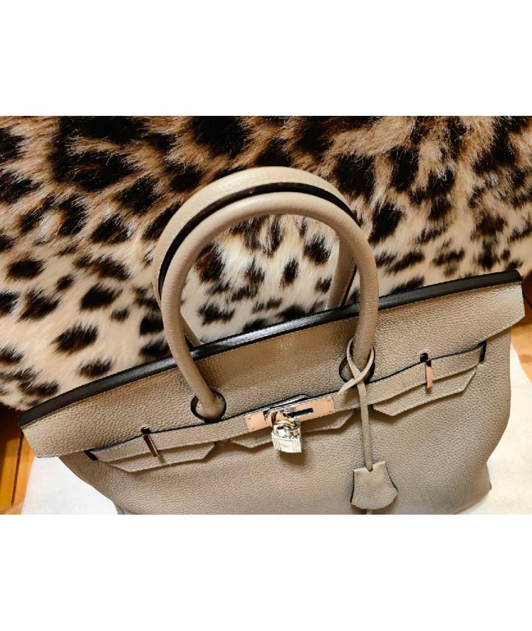 HERMES Антрацитовая кожаная сумка с короткими ручками, фото 5