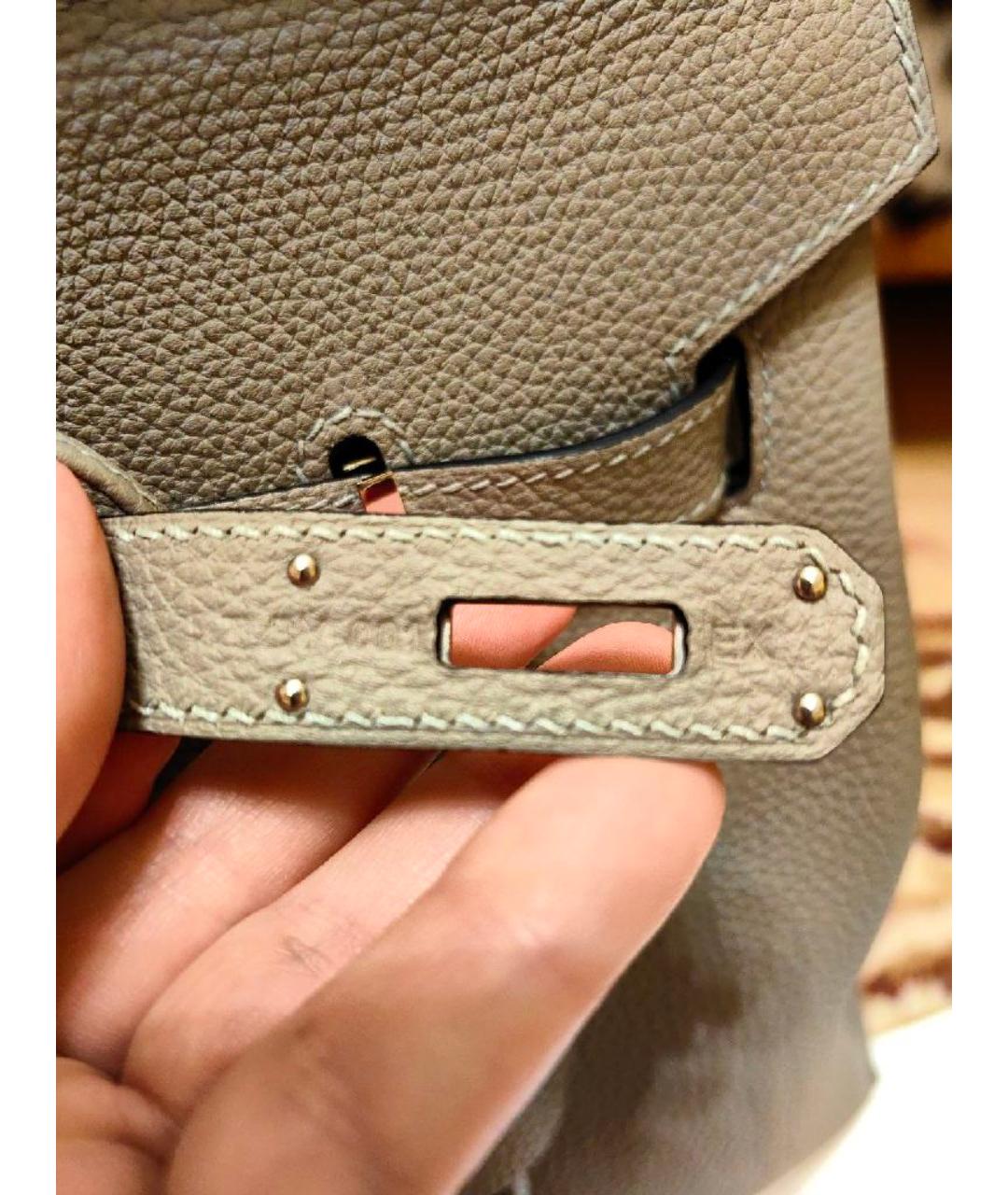 HERMES Антрацитовая кожаная сумка с короткими ручками, фото 7