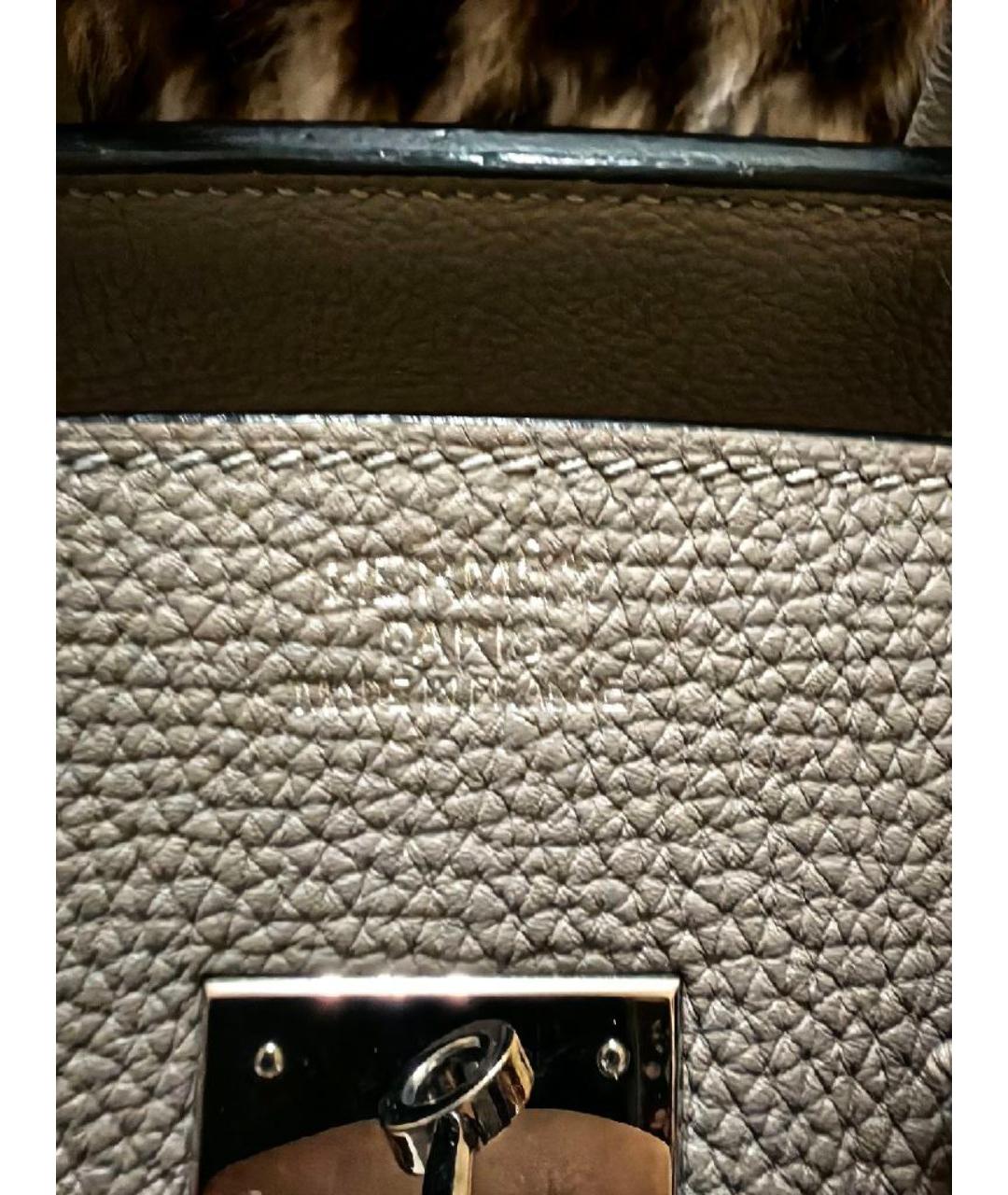 HERMES Антрацитовая кожаная сумка с короткими ручками, фото 9