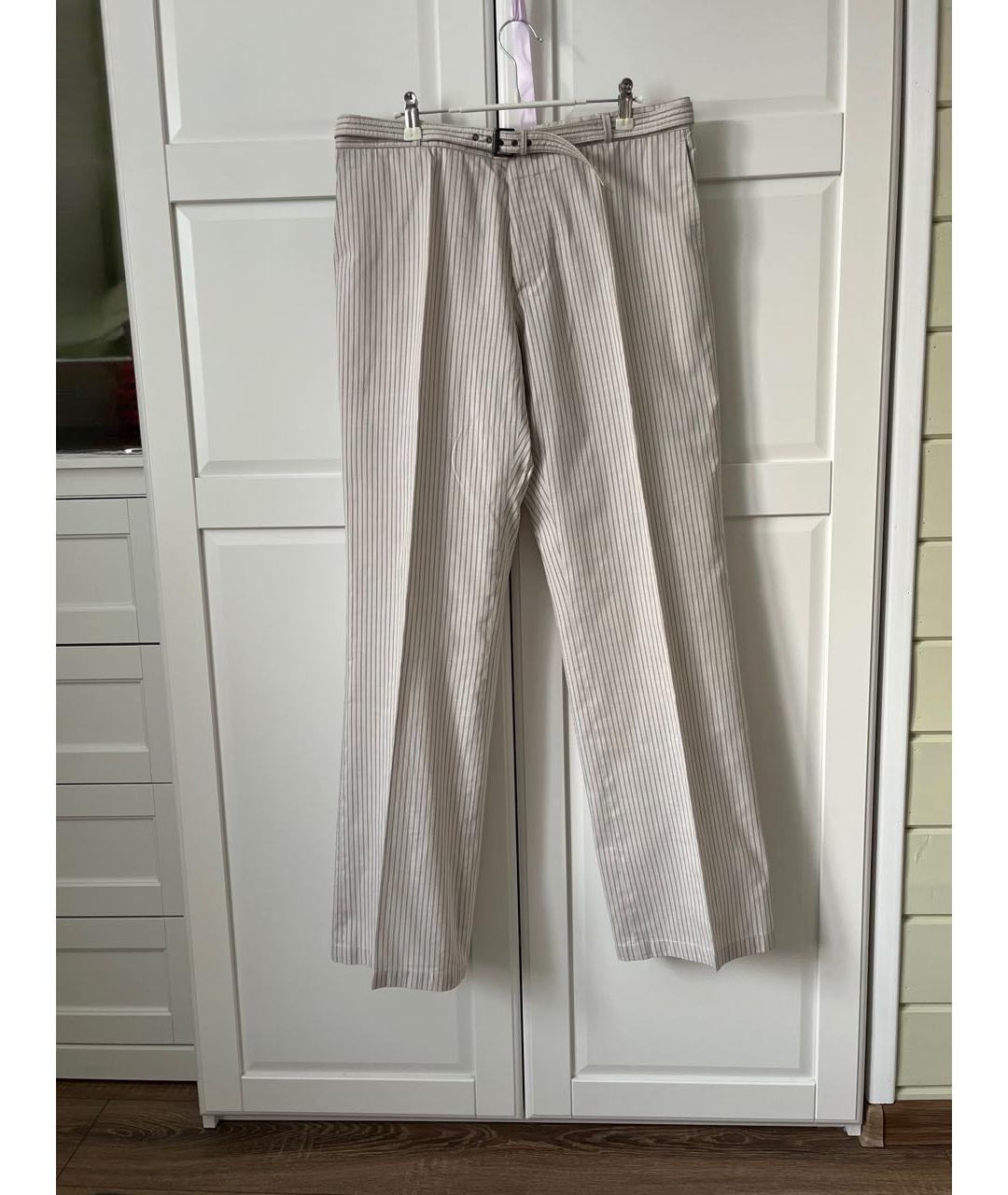 BOTTEGA VENETA Бежевые хлопковые классические брюки, фото 9