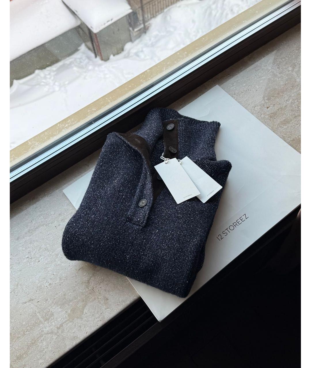 12 STOREEZ Темно-синий хлопковый джемпер / свитер, фото 4