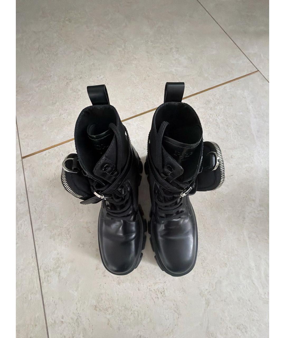 PRADA Черные кожаные ботинки, фото 3