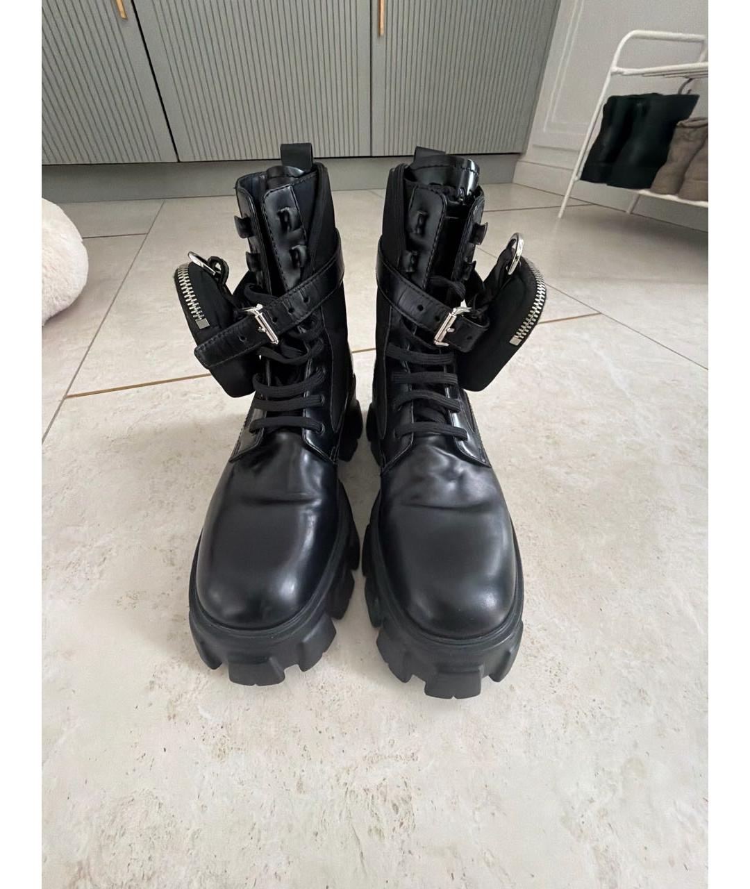 PRADA Черные кожаные ботинки, фото 2