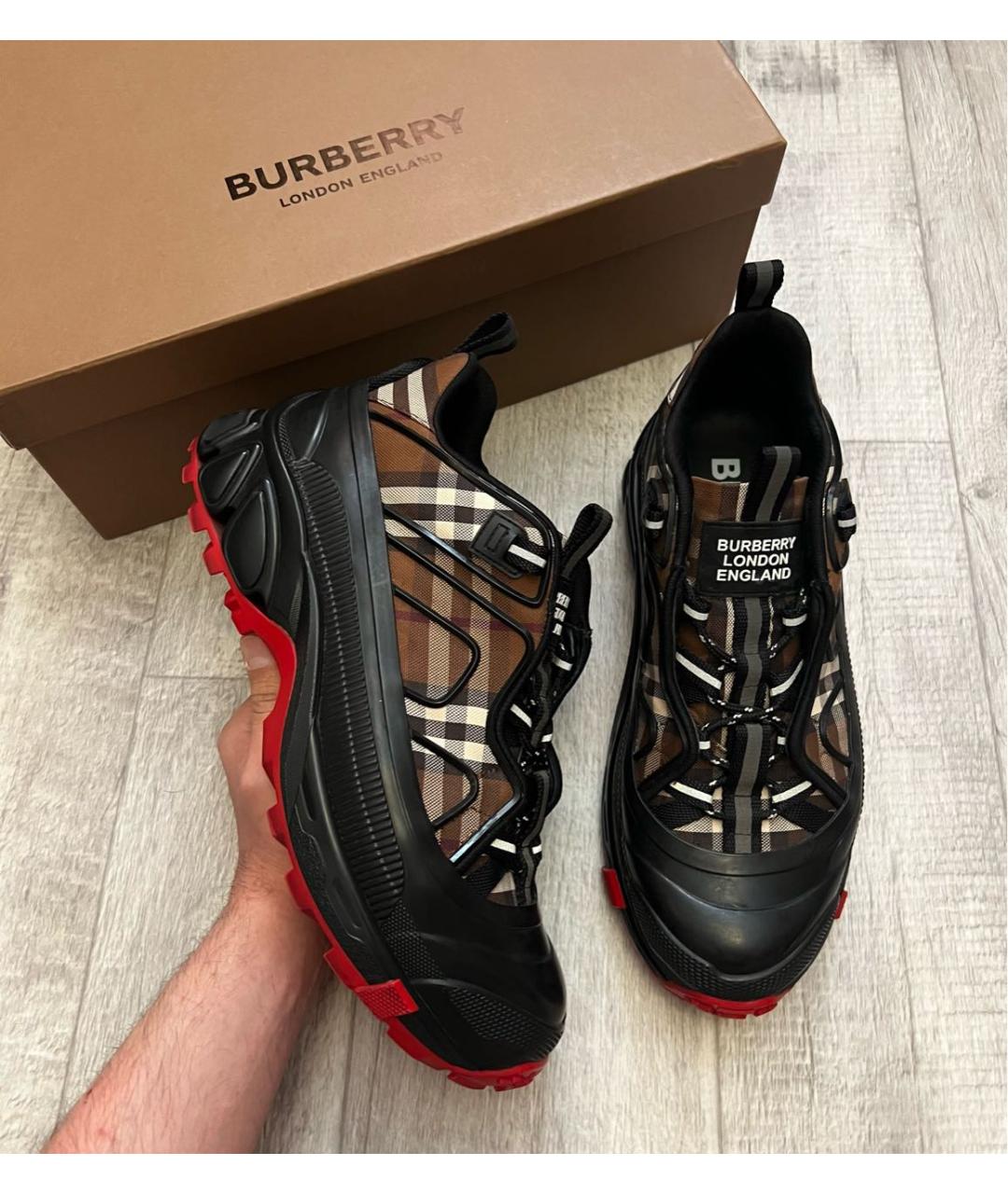 BURBERRY Мульти текстильные низкие кроссовки / кеды, фото 2