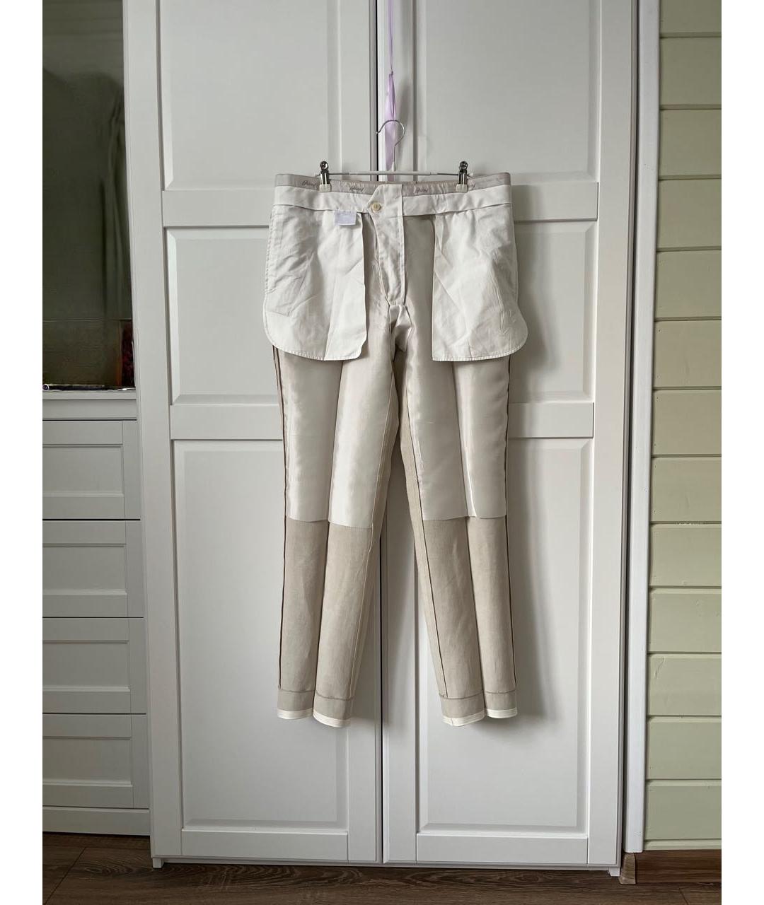 BRIONI Бежевые льняные классические брюки, фото 6
