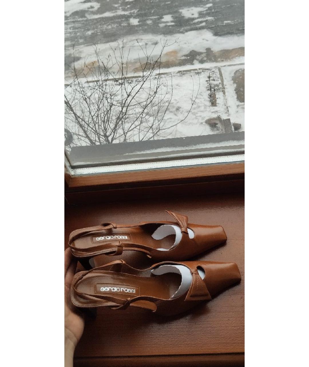 SERGIO ROSSI Бежевые кожаные туфли, фото 2