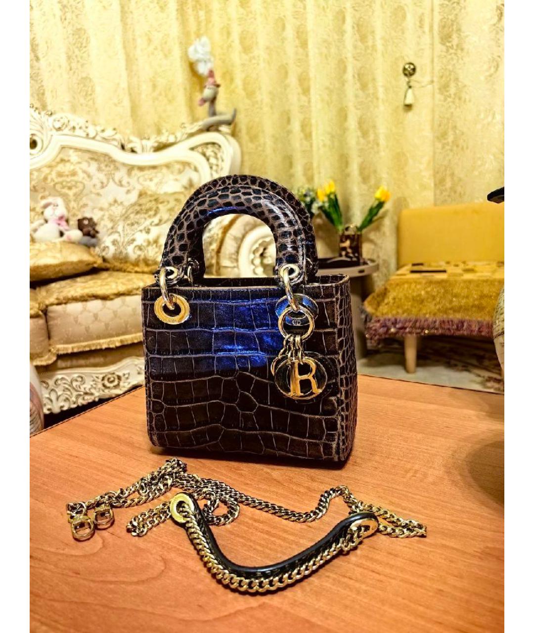 CHRISTIAN DIOR Коричневая сумка через плечо из экзотической кожи, фото 2