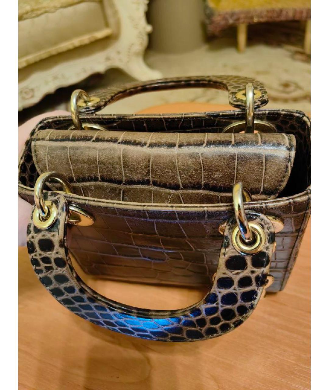 CHRISTIAN DIOR Коричневая сумка через плечо из экзотической кожи, фото 4