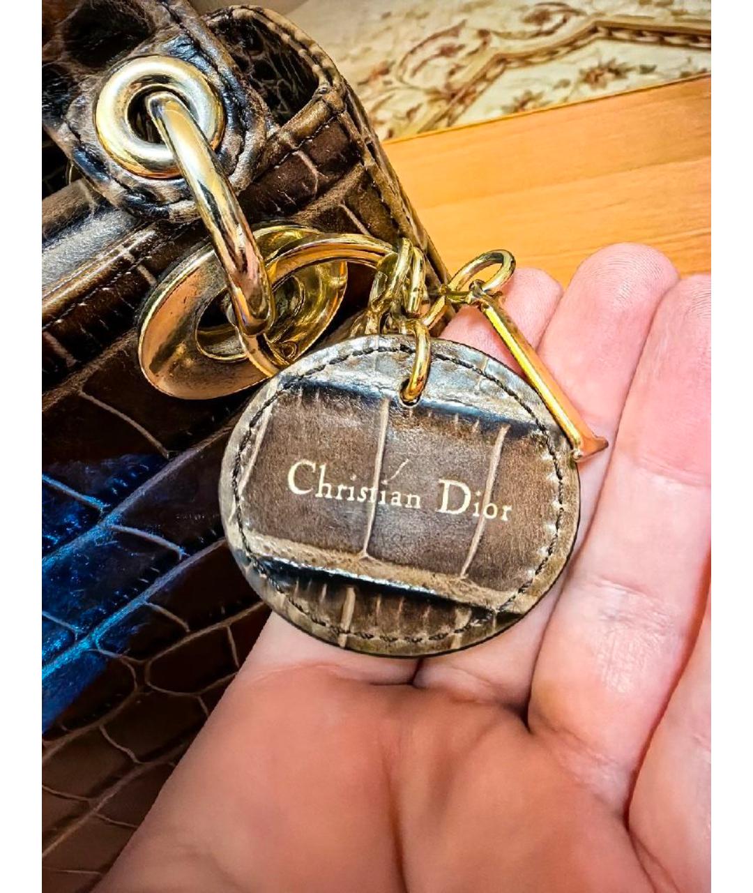 CHRISTIAN DIOR Коричневая сумка через плечо из экзотической кожи, фото 8