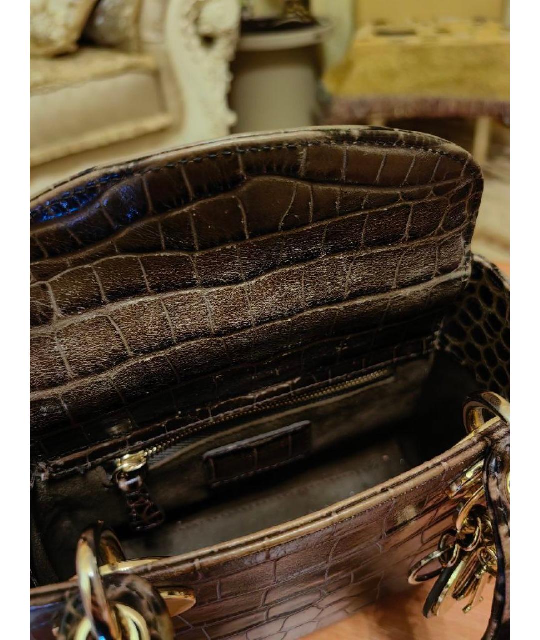 CHRISTIAN DIOR Коричневая сумка через плечо из экзотической кожи, фото 5