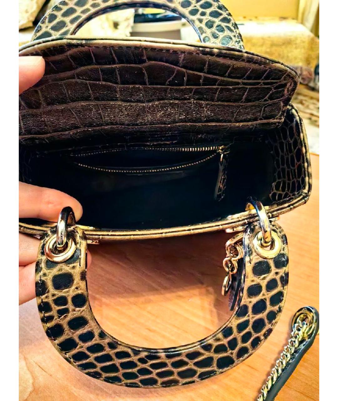 CHRISTIAN DIOR Коричневая сумка через плечо из экзотической кожи, фото 7