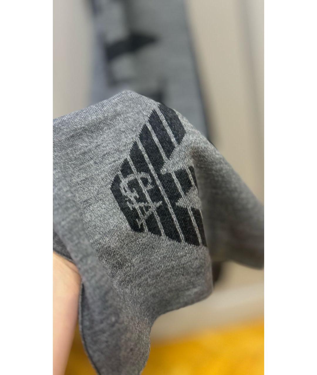 ARMANI JEANS Антрацитовый шерстяной шарф, фото 3