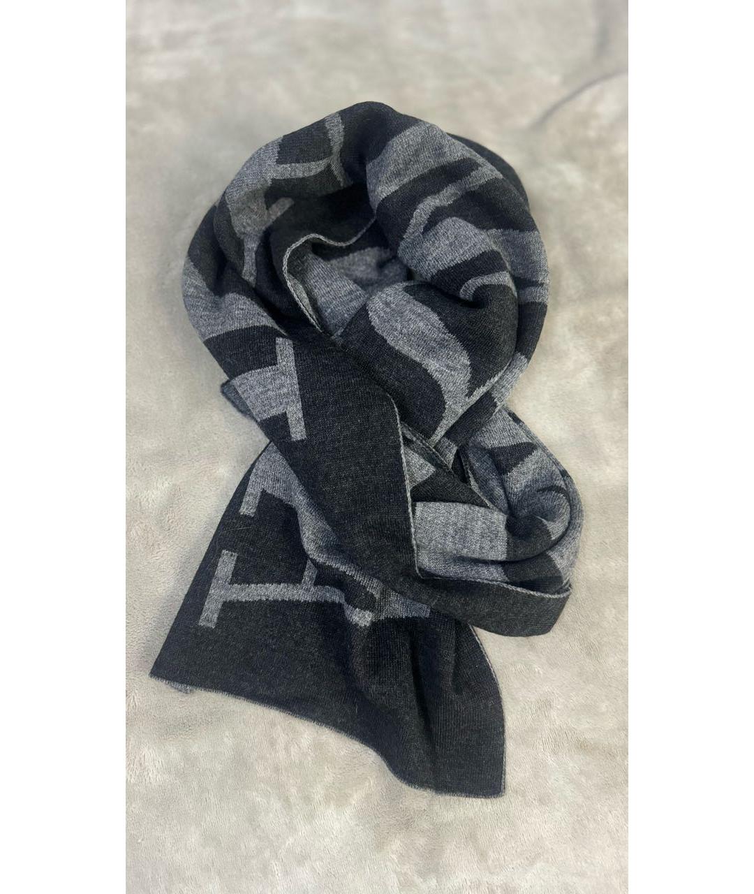 ARMANI JEANS Антрацитовый шерстяной шарф, фото 6