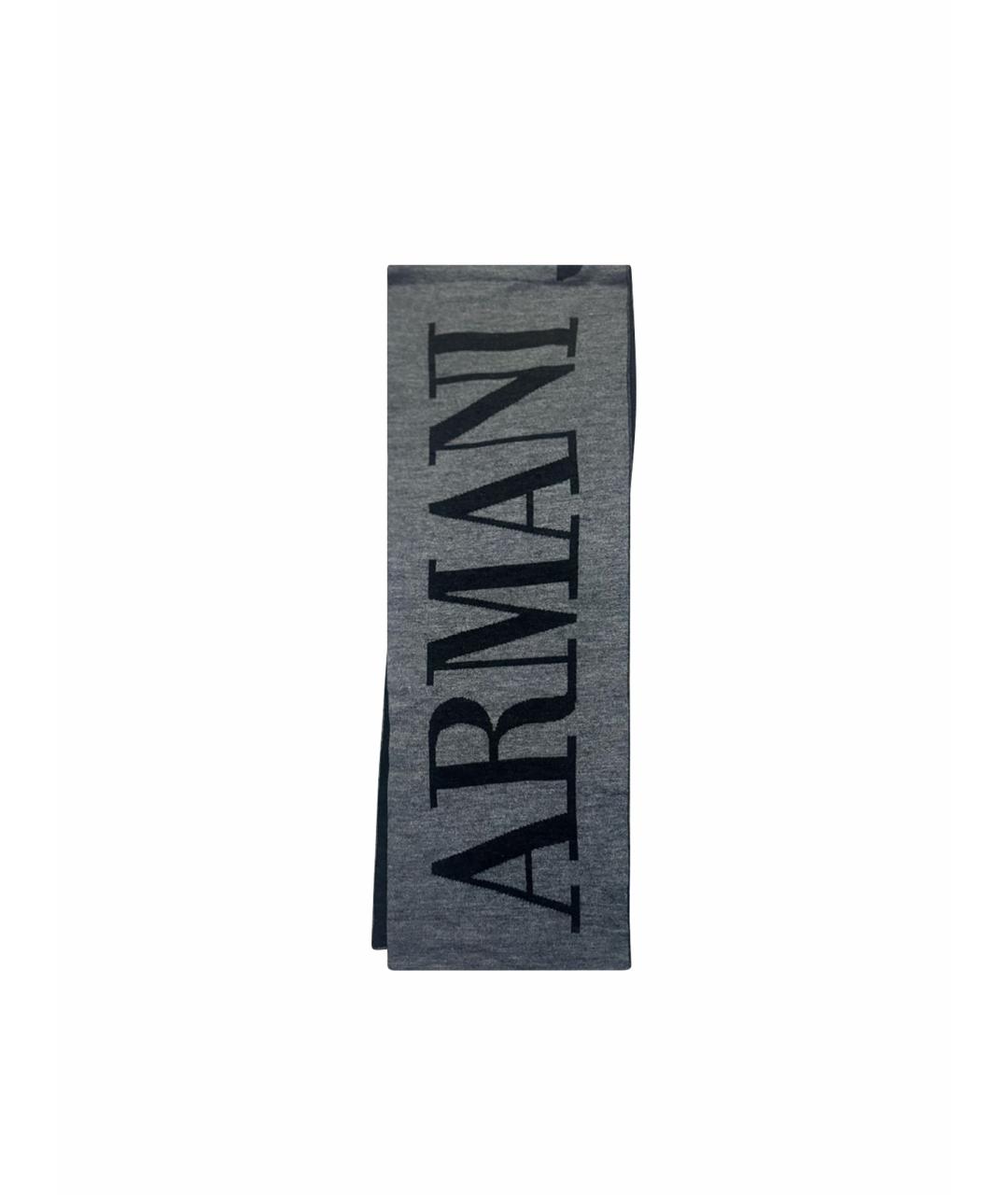 ARMANI JEANS Антрацитовый шерстяной шарф, фото 1