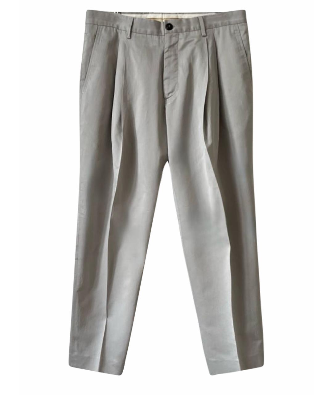 GIORGIO ARMANI Серые хлопковые классические брюки, фото 1