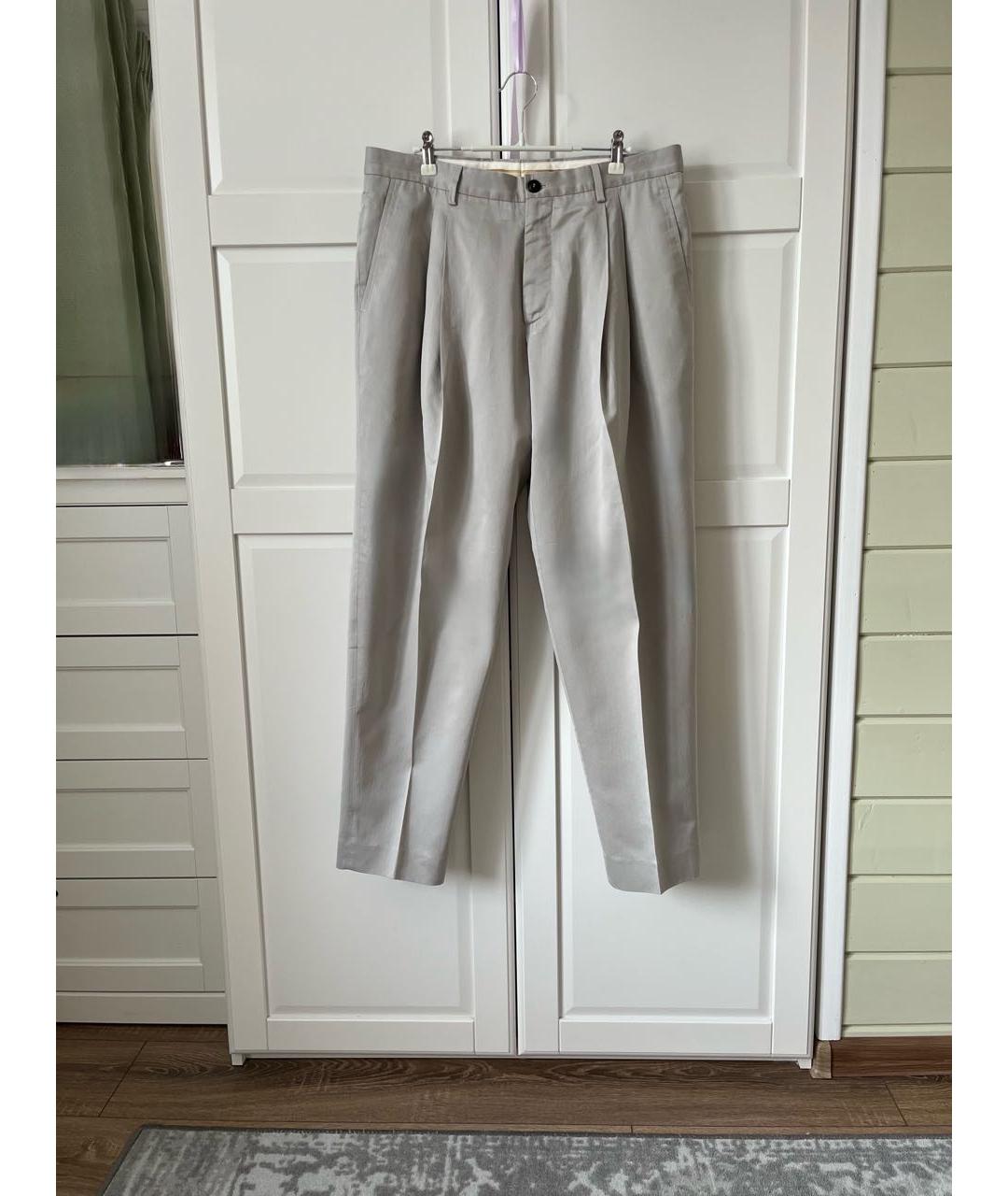 GIORGIO ARMANI Серые хлопковые классические брюки, фото 9