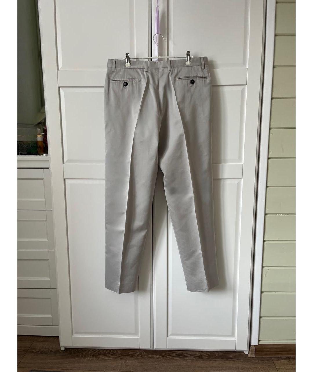 GIORGIO ARMANI Серые хлопковые классические брюки, фото 3