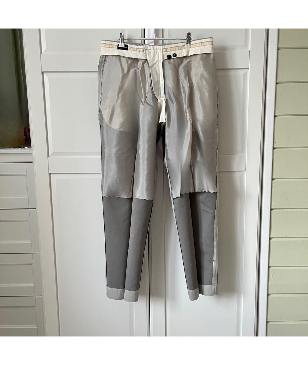 GIORGIO ARMANI Серые хлопковые классические брюки, фото 4