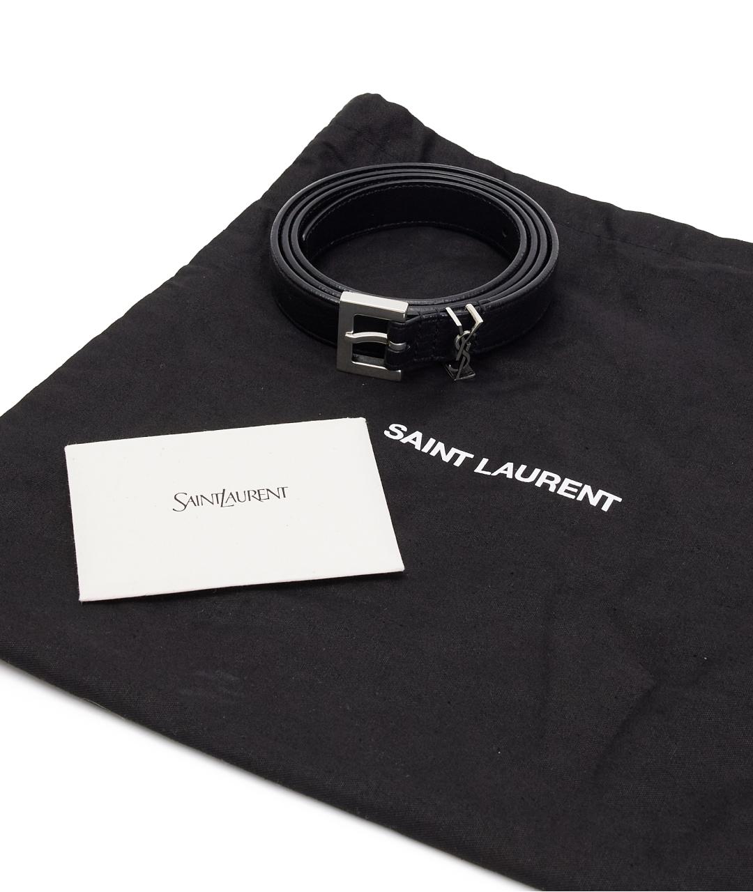 SAINT LAURENT Черный кожаный ремень, фото 6