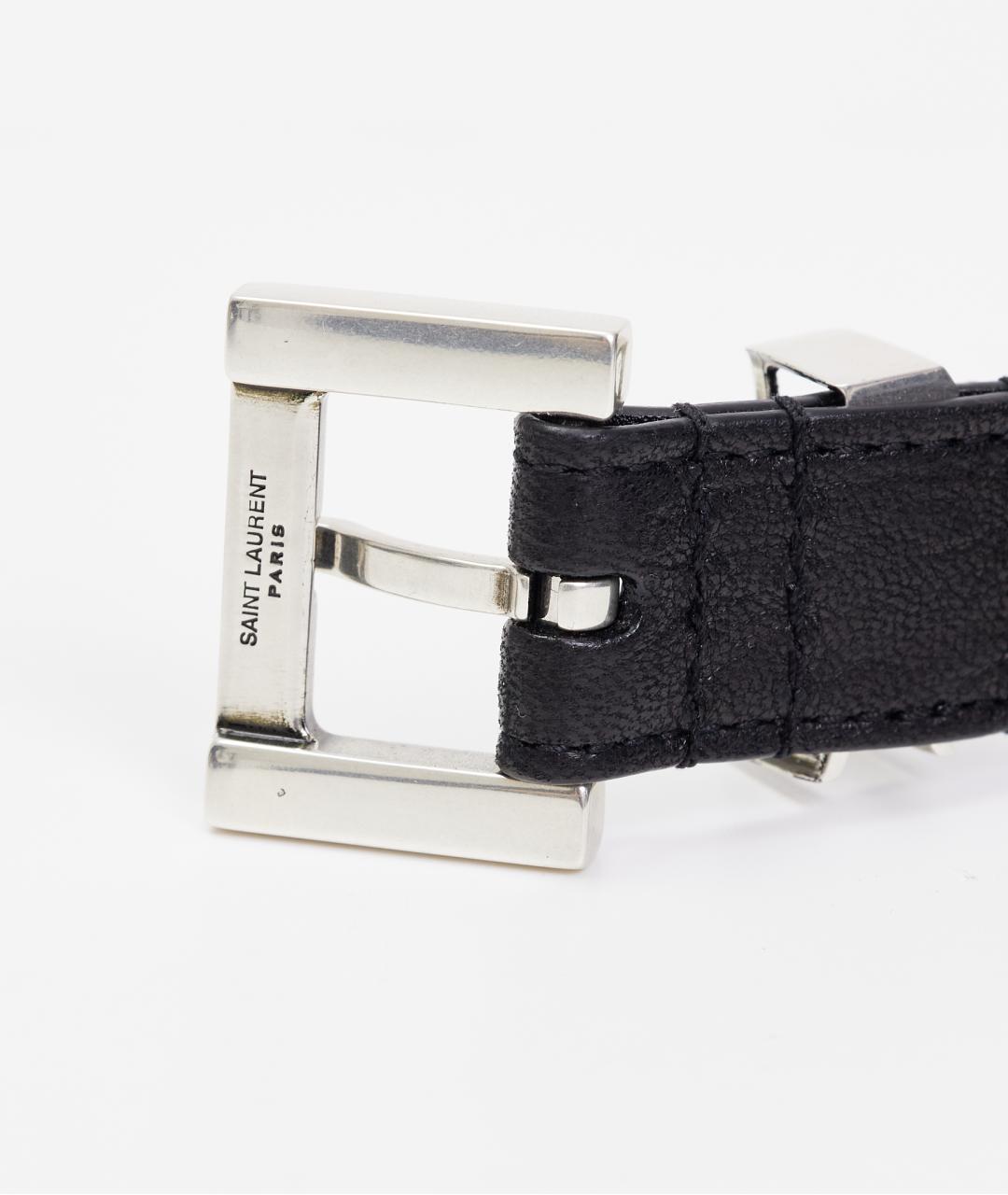 SAINT LAURENT Черный кожаный ремень, фото 2