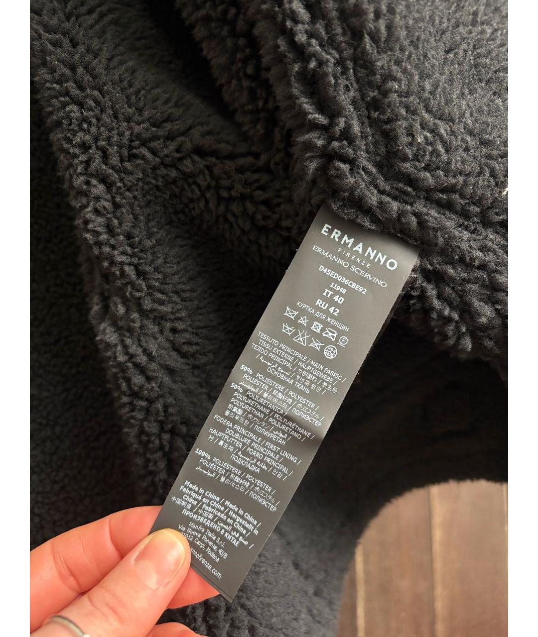 ERMANNO SCERVINO Черная полиэстеровая дубленка, фото 4